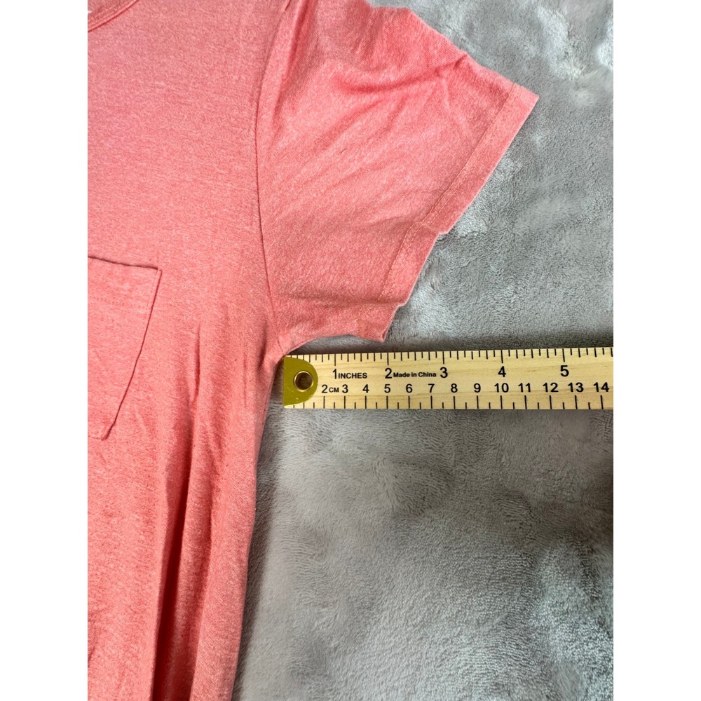 LuLaRoe‎ Women's Small Pink Heather Ruffle Hem Pocket Short Sleeve Dress - Picture 5 of 8